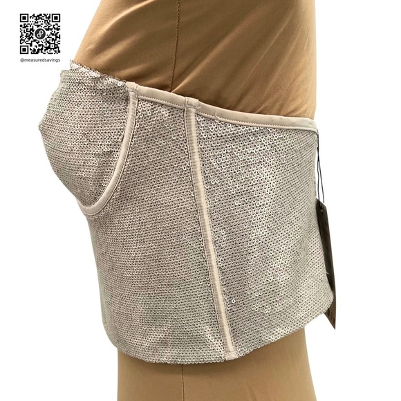 Zara (Large - NWT) Champagne Sequin Corset Top - Picture 9 of 12